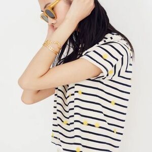Madewell black and cream Striped Tee